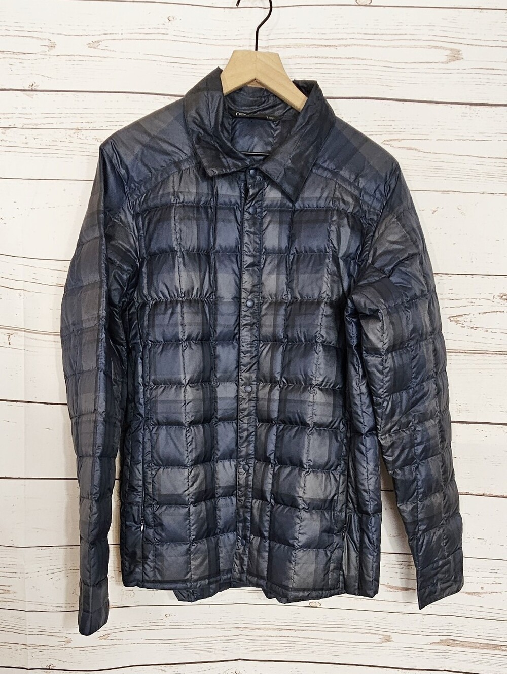 Nau | Plaid Blue / Gray Down Shirt Jacket